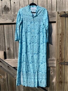 Walker & Wade Sky Blue Floral Button-Front Maxi Dress XS